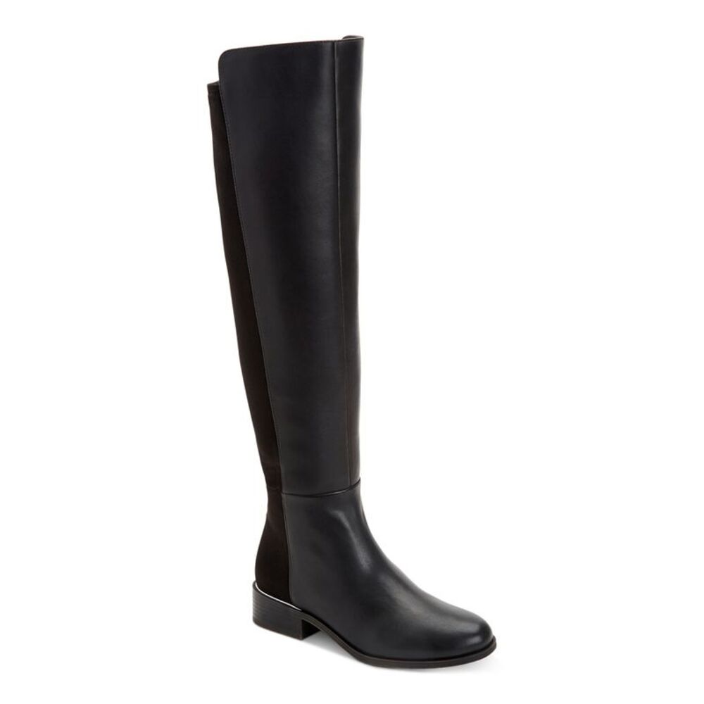 ALFANI Womens Black Goring Ludlowe Round Toe Block Heel Leather Riding Boot 6 M